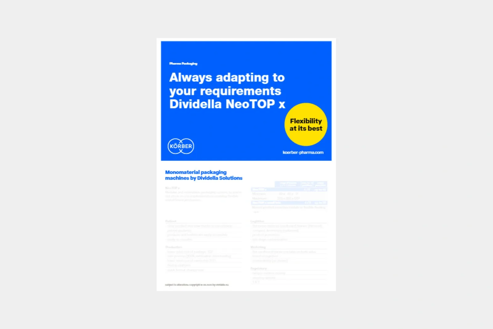 Dividella neotop ​x ​宣传​册​封面